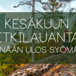 Marraskuun Retkilauantain banneri, jossa teksti Retkilauantain teemasta: mennään ulos syömään!