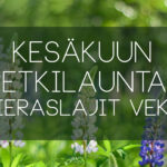 Kesäkuun Retkilauantain banneri, jossa teksti Retkilauantain teemasta: vieraslajit veks!