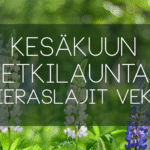 Kesäkuun Retkilauantain banneri, jossa teksti Retkilauantain teemasta: vieraslajit veks!