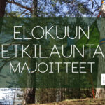 Elokuun Retkilauntain banneri, jossa lukee: Elokuun Retkilauantai: Majoitteet